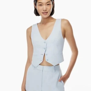 Aritzia Wilfred Desire Vest Heatwave Blue Pastel Light Cropped Size 2 - Picture 1 of 7