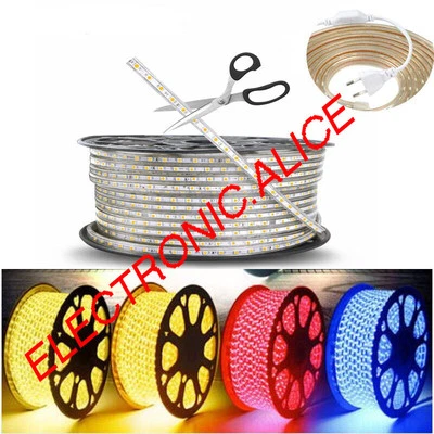 220V 230V 5050 SMD LED Strip 60leds/m Flexible tape rope Light Waterproof 1M-20M - Image 1 of 4