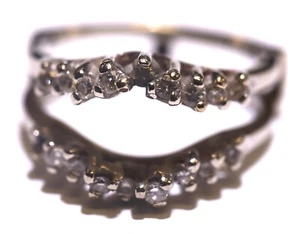 14k white gold .25ct SI1 H diamond bridal wrap jacket guard ring 4.2g 6.25 - Imagen 1 de 19