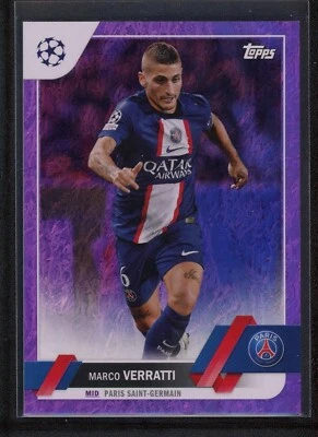 2023 MARCO VERRATTI 10/15 TOPPS UEFA CHAMPIONS LEAGUE JADE PURPLE - Image 1 of 2