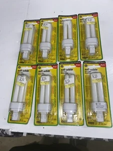 GE 13 WATT 13578 SOFT WHITE BULB PLG41B13PG 10000 hour bulb Lot 8 NOS New In Pac - Picture 1 of 2
