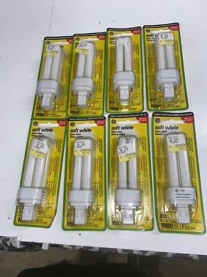 GE 13 WATT 13578 SOFT WHITE BULB PLG41B13PG 10000 hour bulb Lot 8 NOS New In Pac - Image 1 of 2