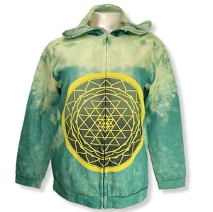 Misslook Womens 3XL Hoodie Long Sleeve Full Zip Pockets Boho Geometric Ombre - Picture 1 of 7