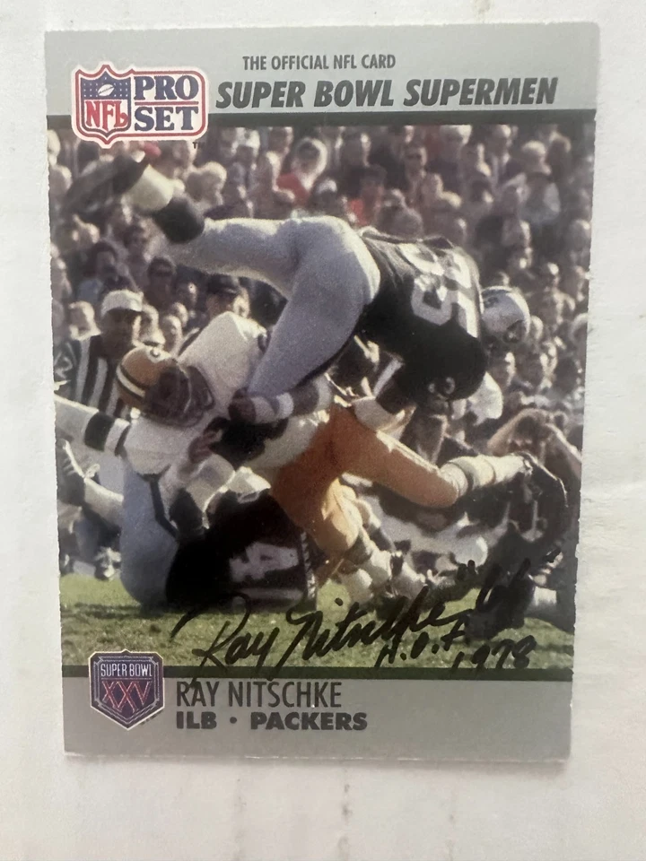 Ray Nitschke signed Pro Set Super Bowl SuperMen#18 Green Bay Packers auto #92 - Image 1 of 1