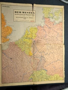 WW2 1940 German Map ' The West with West Wall and Maginot Line ' - Picture 1 of 7