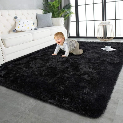 TWINNIS Super Soft Shaggy Rugs Fluffy Carpets, 3x5 Feet, Black  - Image 1 of 4