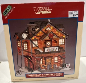 VTG Lemax Christmas Village Log Cabin Quilts VAIL Porcelain Lighted House 2001 - Picture 1 of 8