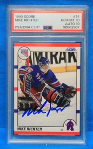 1990 SCORE # 74 Mike Richter RC PSA 10 GEM MT # 90862907 PSA/DNA CERT AUTO 10 - Picture 1 of 2