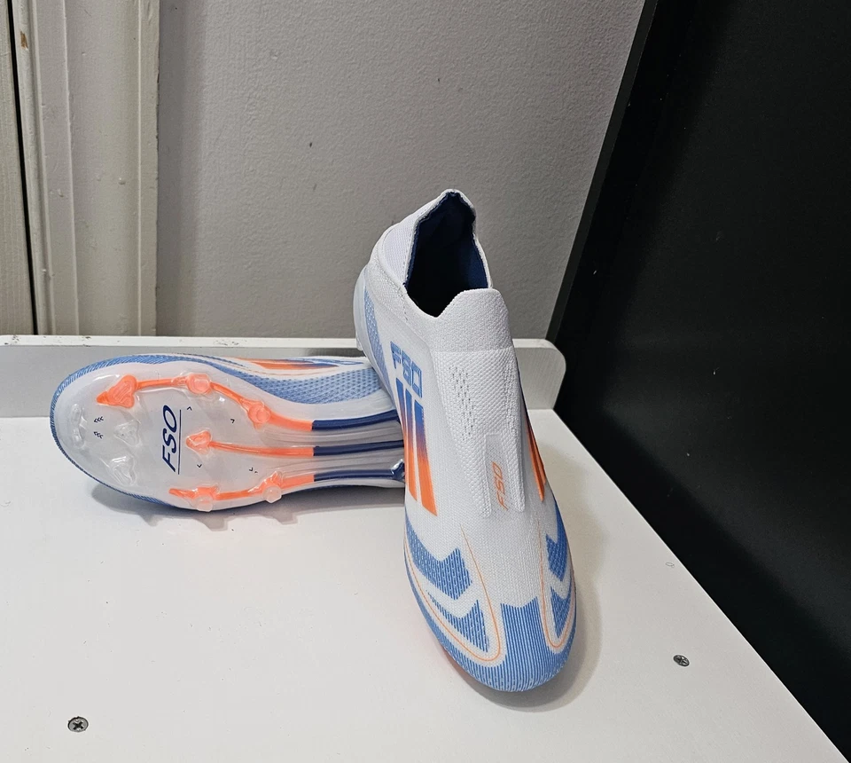 adidas F50 Elite FG Size 10.5 White/blue / Orange Soccer - Image 1 of 4