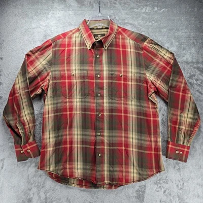 Camisa con botones King Ranch para hombre talla grande roja verde amarilla a cuadros usada en excelente estado Foto 1 de 4