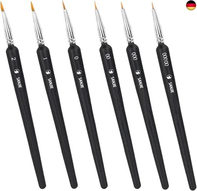 SAIZONE Feines Pinsel Set für Modellbau, Malen Nach Zahlen, Künstler - 6 Stück (Größen 0