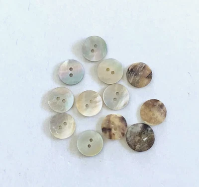 12 Buttons Off White Iridescent Natural Real Shell 2-Hole Sew Sewing 14 mm #SH8 - Image 1 of 4