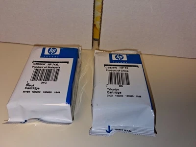 Подлинный HP 74XL черный и 75 трехцветные чернильные картриджи лот новый запечатанный - Изображение 1 из 2