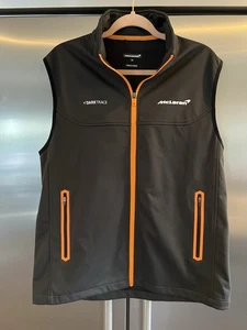 McLaren Medium Gray Zip Up Jacket w/ DarkTrace Logo Neon Orange Accents - Picture 1 of 8