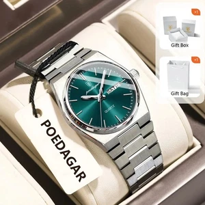POEDAGAR Women's Quartz Watch Stainless Steel Date Week Luminous Waterproof Gift - Picture 1 of 25