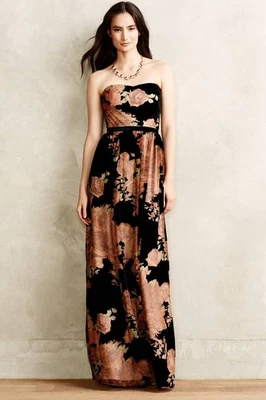 NUEVO $298 Vestido Maxi Anthropologie Erin Fetherston Rosalind Terciopelo Talla 8 Foto 1 de 4