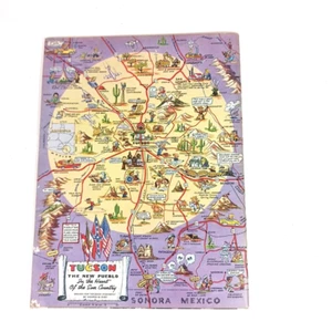 Vtg George Avey Pictorial Tucson Map Back Cover Arizona Highways Magazine #1 - Imagen 1 de 9