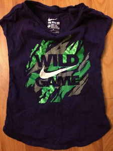 The Nike Tee Athletic Cut Size 2T Wild Game Swoosh Purple Green 1-2 Years Baby - Picture 1 of 3