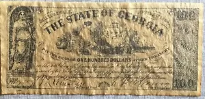 KONFÖDERIERTER STAAT GEORGIEN 100 $ DOLLAR SCHEIN 1864 REPRODUKTION SS B1522A - Bild 1 von 1
