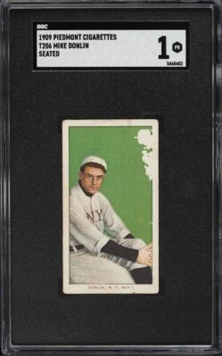 Mike Donlin 1909-11 T206 Piedmont 150 sentado SGC 1 PR Foto 1 de 2