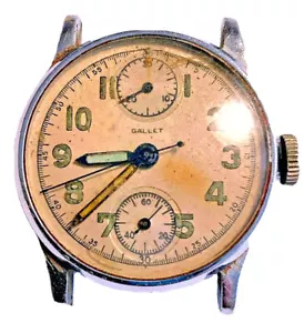 Quadrante cronografo militare galletto vintage e movimento in custodia personalizzata per riparazione - Foto 1 di 7