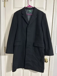 UNITED COLORS OF BENETTON schwarzer langer Wollmantel für Damen Erbsen Größe 12 hergestellt in Italien - Bild 1 von 10