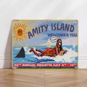 Jaws Movie Amity Island Personalised Aluminium Metal Sign - Picture 1 of 6