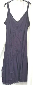 Size 18,dark purple,strappy,sleeveless,applique with beads, frills dress M&S - Picture 1 of 8