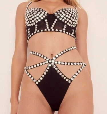 M Victoria Secret VS For Love & Lemons Jackpot High Waist Panty Black NEW - Image 1 of 3