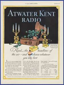 Pubblicità stampa vintage 1926 ATWATER KENT radio tubo modello 30 H altoparlante effimera anni 20 - Foto 1 di 1