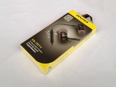Awei ES-70TY In-Ear Earphone Headphone HD Mic Black Stereo 3.5 mm - Image 1 of 2