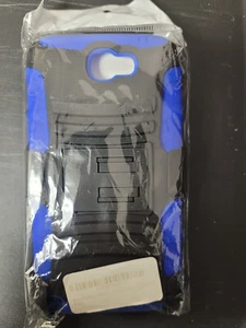 SAMSUNG NOTE 2 PHONE CASE WITH BELT CLIP BLACK/BLUE - Picture 1 of 3