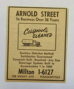 1959 Arnold Street Cesspools Cleaned Advertisement Pleasantville, New Jersey - Picture 1 of 1