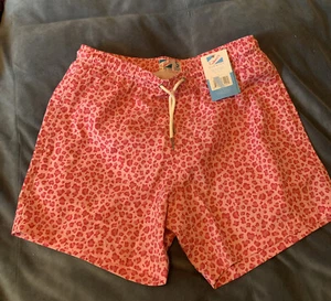 Bermies Men Swim Trunk Small Elastic Waist Mesh Lined PINK Animal Print - Picture 1 of 6