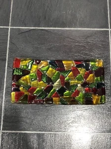 Bunte Schmelzglas Buntglas Schmuck Schale Tablett Kunstglas Deko - Bild 1 von 5
