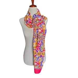 Scarf Women Rectangle Wrap Geometric Vibrant Fruit 12.5 x 61 Colorful Bold - Picture 1 of 6