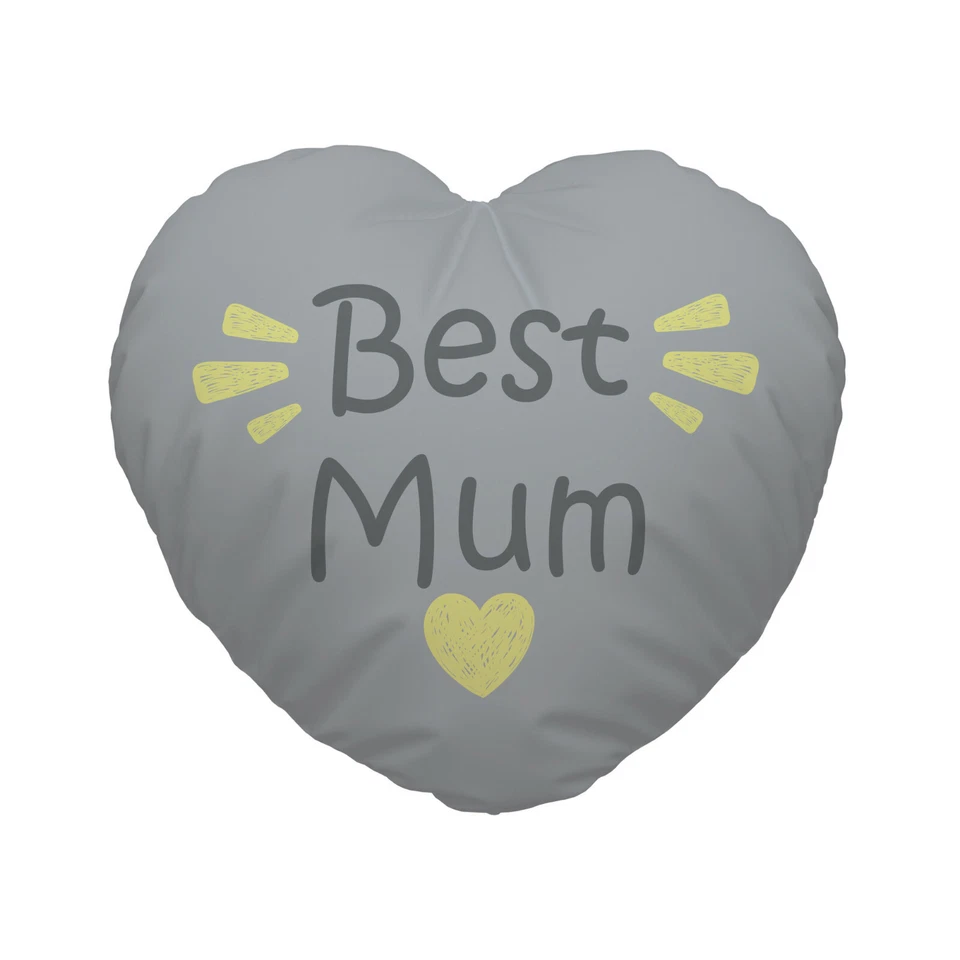 Almofada em forma de coração cinza e amarelo melhor design de mãe presente de dia das mães - Imagem 1 de 1