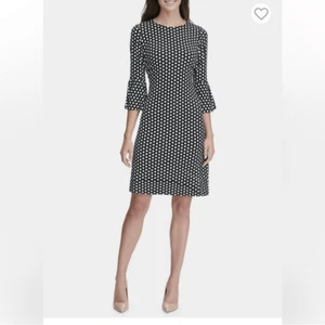 NWT tommy hilfiger long sleeve polka dot dress Medallion full Zipper - Picture 1 of 12
