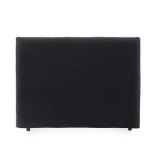 Slipcover Bedhead Queen Size Black Linen Upholstered Headboard White Stitching - Picture 1 of 8