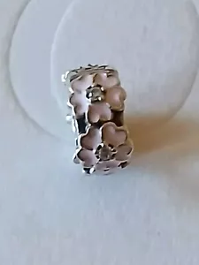 Original Pandora Element, Clip Blume rosa Emaille, weiße Zirkonia, retired - Bild 1 von 4