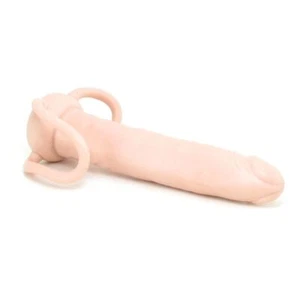 Accommodator Dual Penetrator Beige - Male Cock Ring DP Dildo Dong Sex Toy - Picture 1 of 6