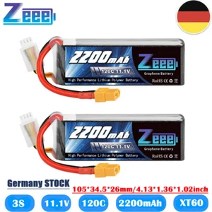 2x Zeee 3S Lipo Akku Batterie 11.1V 120C 2200mAh XT60 für RC Auto Drone Flugzeug - Bild 1 von 10