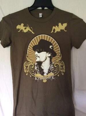 Kid Rock.   Camisa.  Corte feminino.   Marrom.   S. - Imagem 1 de 3