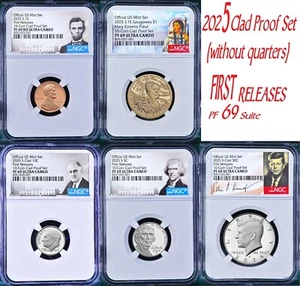 2025 US Mint 5 Coin Clad Proof SET Dime Cent Nickel $1 50c NGC PF69 FR SAME END# - Picture 1 of 1