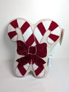 Martha Stewart Holiday Christmas Candy Cane Throw Pillow Loop Embellished NEW - Picture 1 of 5
