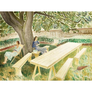 ERIC RAVILIOUS TWO WOMEN IN A GARDEN ART PRINT POSTER PICTURE HP308 - Picture 1 of 2