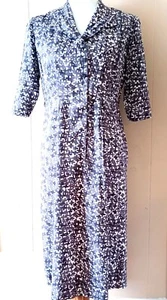 Vintage Kleidung Mamasan Kleid Mitte 20C schwarz-weiß Print Retro Schneiderin Schneiderin - Bild 1 von 12