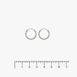 Silver Tiny Continuous Hoop Earrings Sterling Silver 925 Jewelry 1.5 mm x 10 mm - Picture 1 of 3