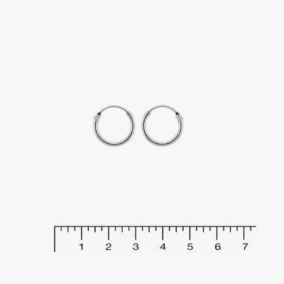 Silver Tiny Continuous Hoop Earrings Sterling Silver 925 Jewelry 1.5 mm x 10 mm - Image 1 of 3
