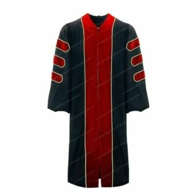 Deluxe Doctoral Graduation Gown Only PHD Velvet Gown with Gold Piping{L} - Image 1 of 4